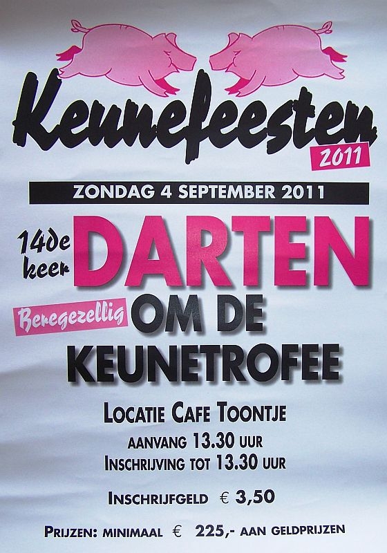 Darten om de Keunetrofee 2011 toontje Keunefeesten bie toontje 