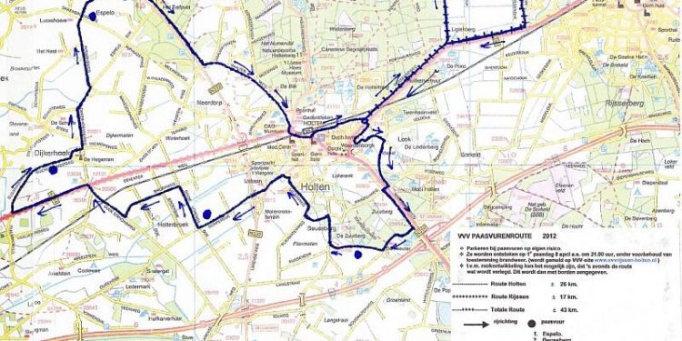 Route Paasvuren paasvuur espelo 