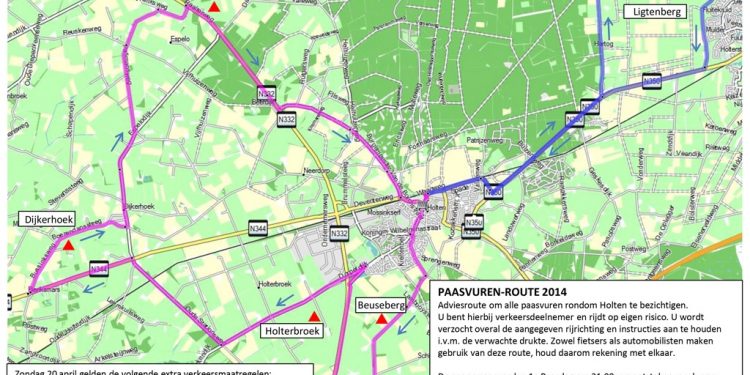 Paasvuurroutes auto en fiets 2014 paasvuur 