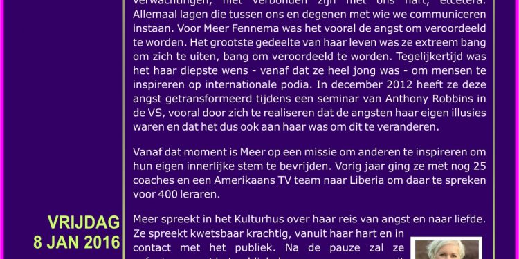 HoltensNieuws.nl Lezing Holtengroep 'Spreken vanuit je hart' door Meer Fennema Lezing Holtengroep 'Spreken vanuit je hart' door Meer Fennema kulturhus