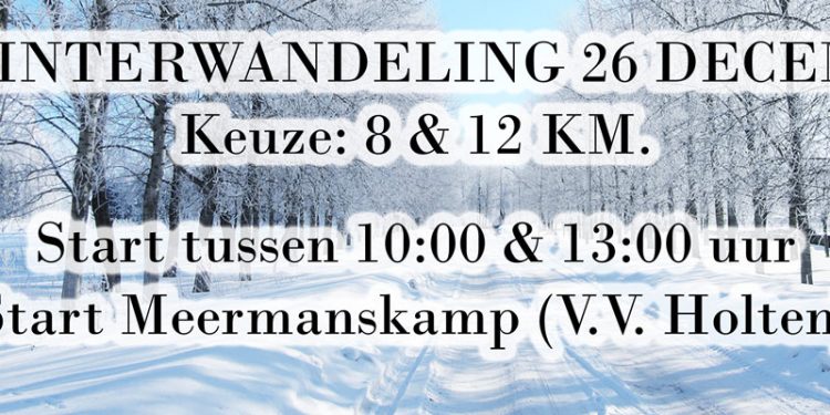 Midwinterwandeling in Holten op maandag 26 (2e Kerstdag) december 