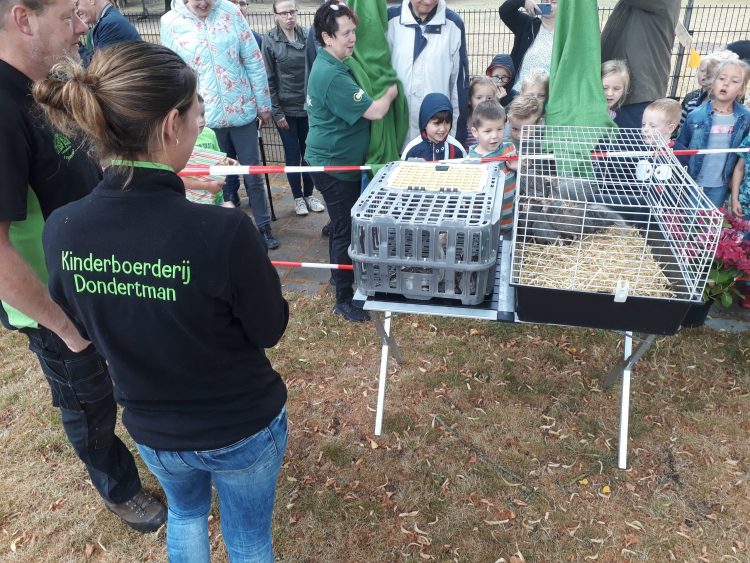 Vinylgroep Köllingserf schenkt pluimvee ism kinderboerderij Dondertman. haarschool dondertman 