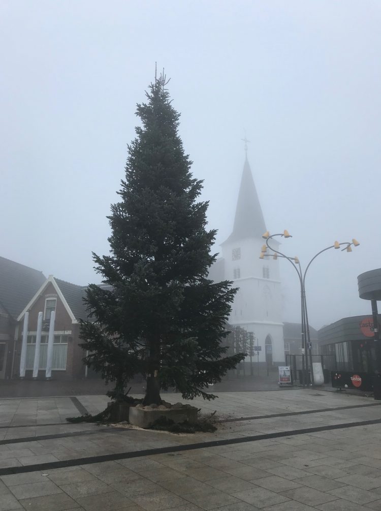 Kerstboom geplaatst op Smidsbelt smidsbelt gemeente corona 