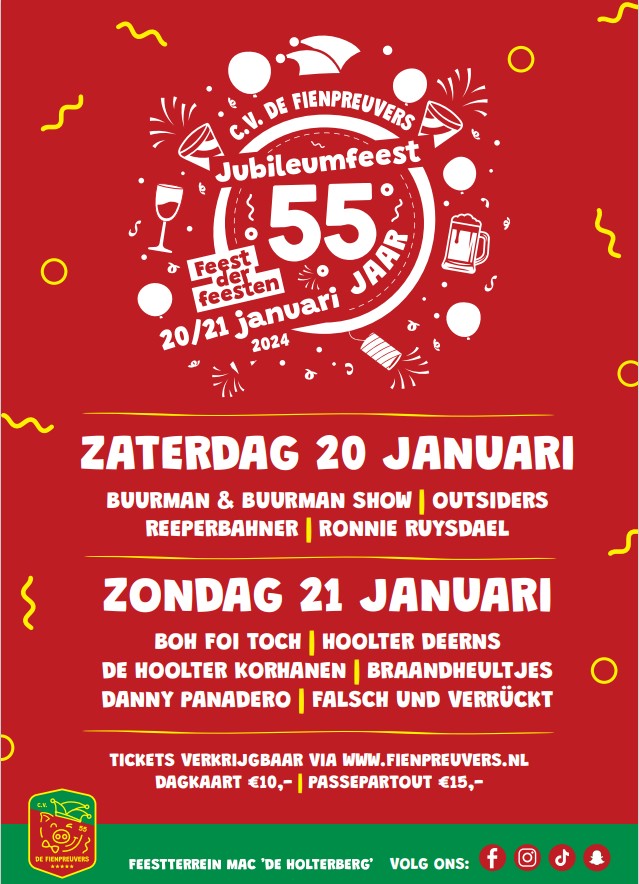 Feest in de tent Jubileum hoolter deerns fienpreuvers carnaval 